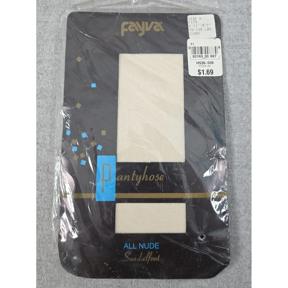 Fayva Brand Vintage Pantyhose All Nude Sandalfoot Ivory Size A Old Stock NEW